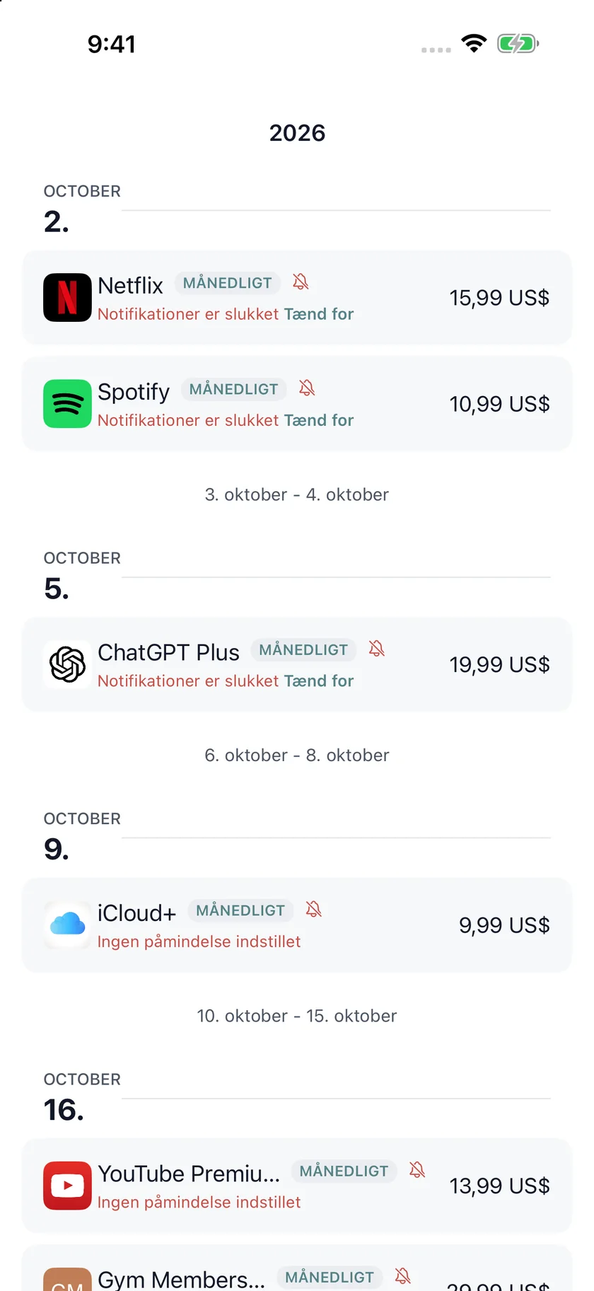 MyRenewals — Fornyelseskalender (da)