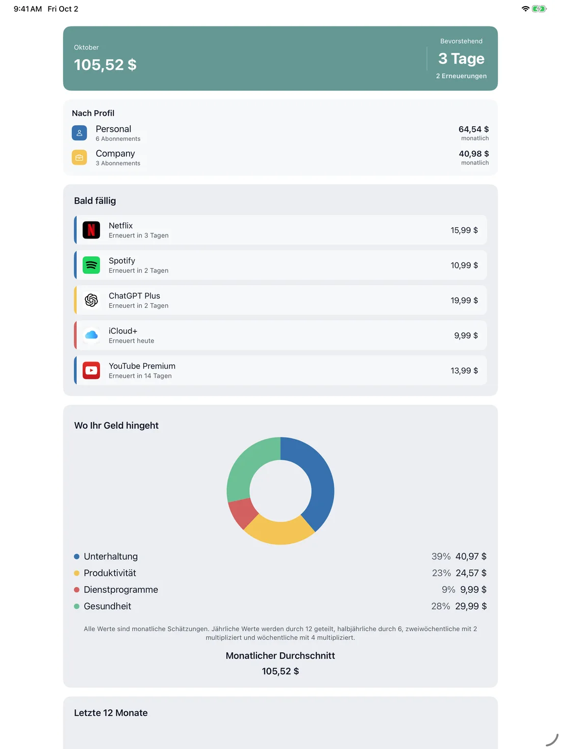 MyRenewals — Privat und geschäftlich · iPad (de)