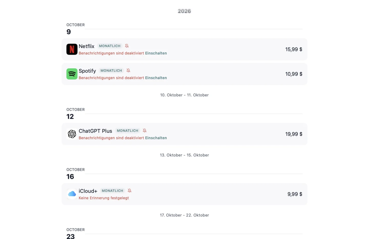 MyRenewals — Verlängerungskalender · Mac (de)
