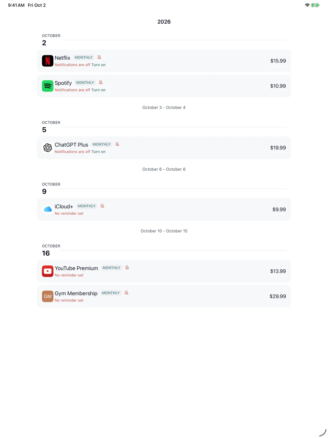 MyRenewals — Renewal calendar · iPad (en-US)