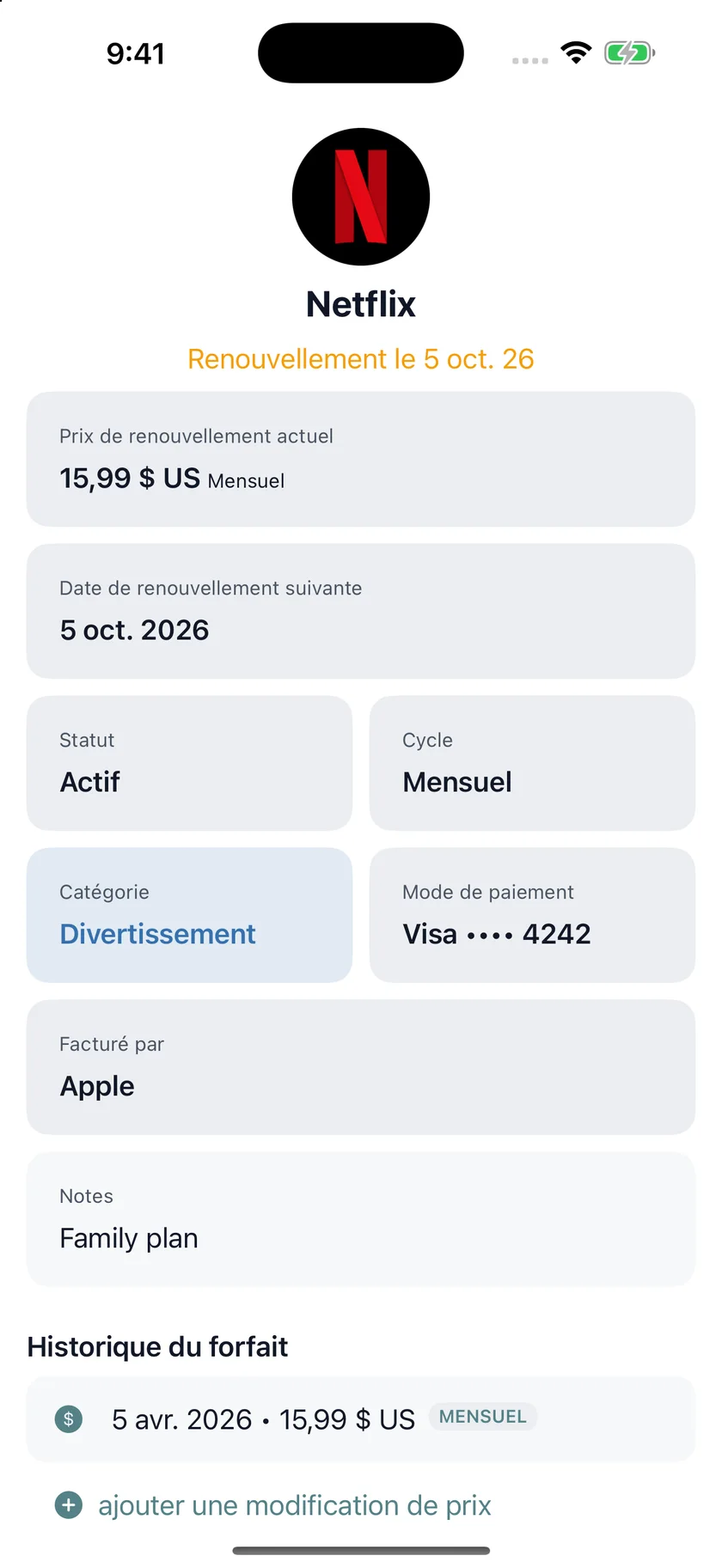 MyRenewals — Détails de l'abonnement (fr-CA)