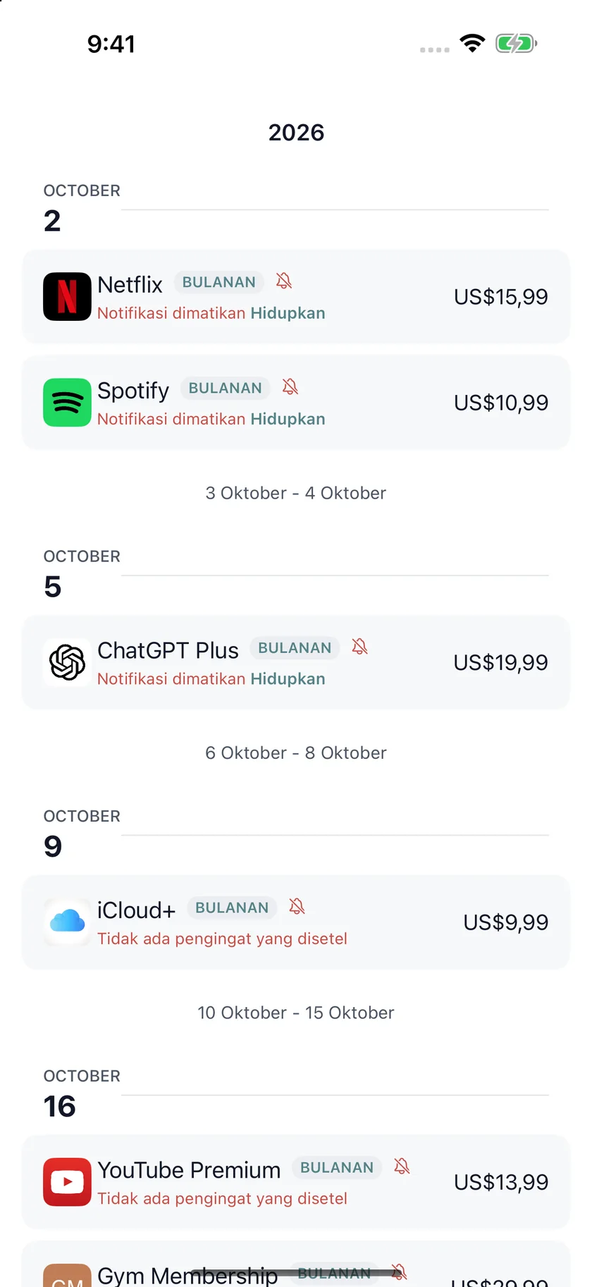 MyRenewals — Kalender perpanjangan (id)