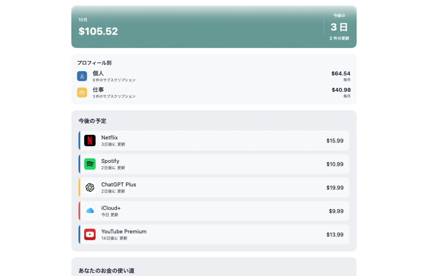 MyRenewals — 個人用と仕事用 · Mac (ja)