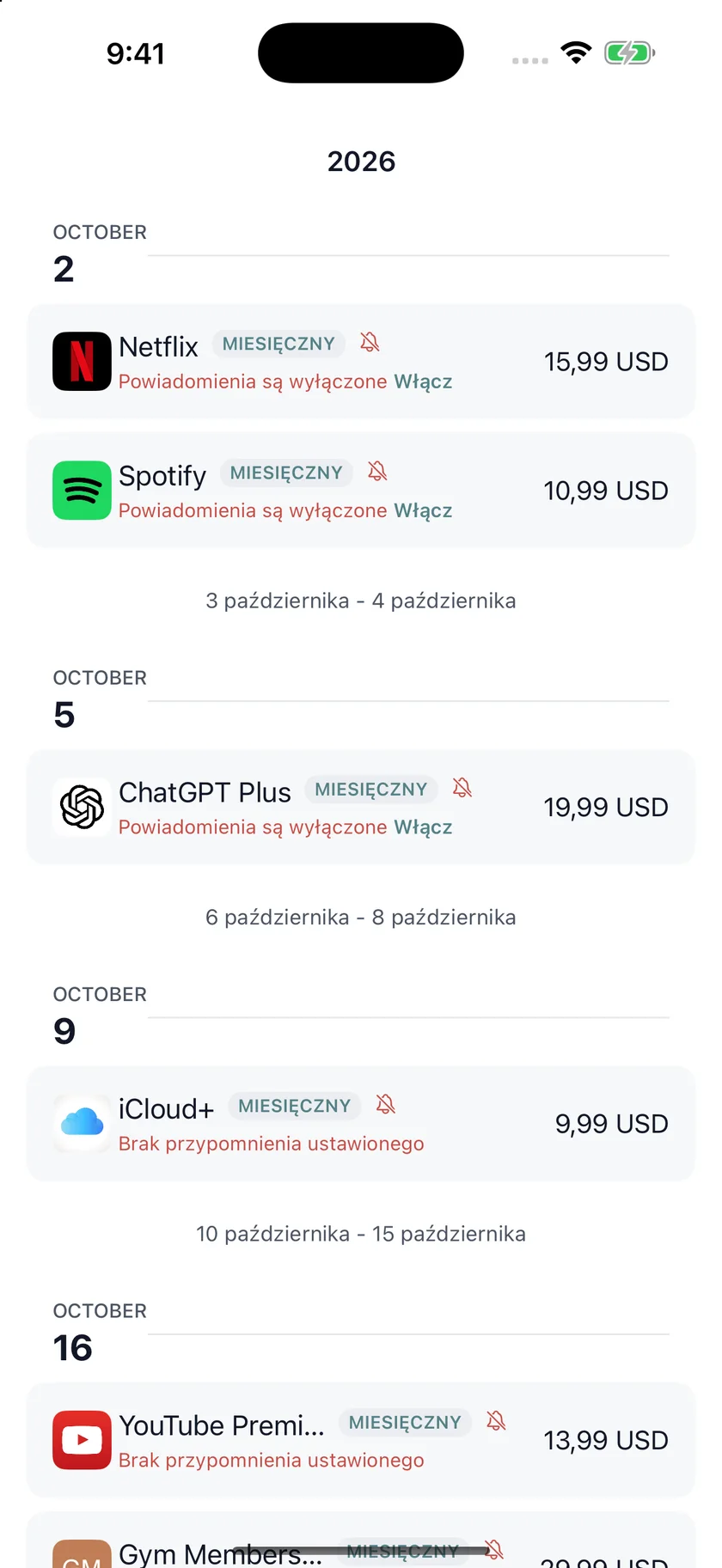 MyRenewals — Kalendarz odnowień (pl)