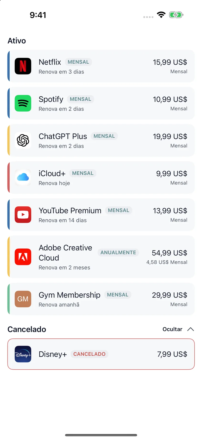 MyRenewals — Lista de assinaturas (pt-PT)