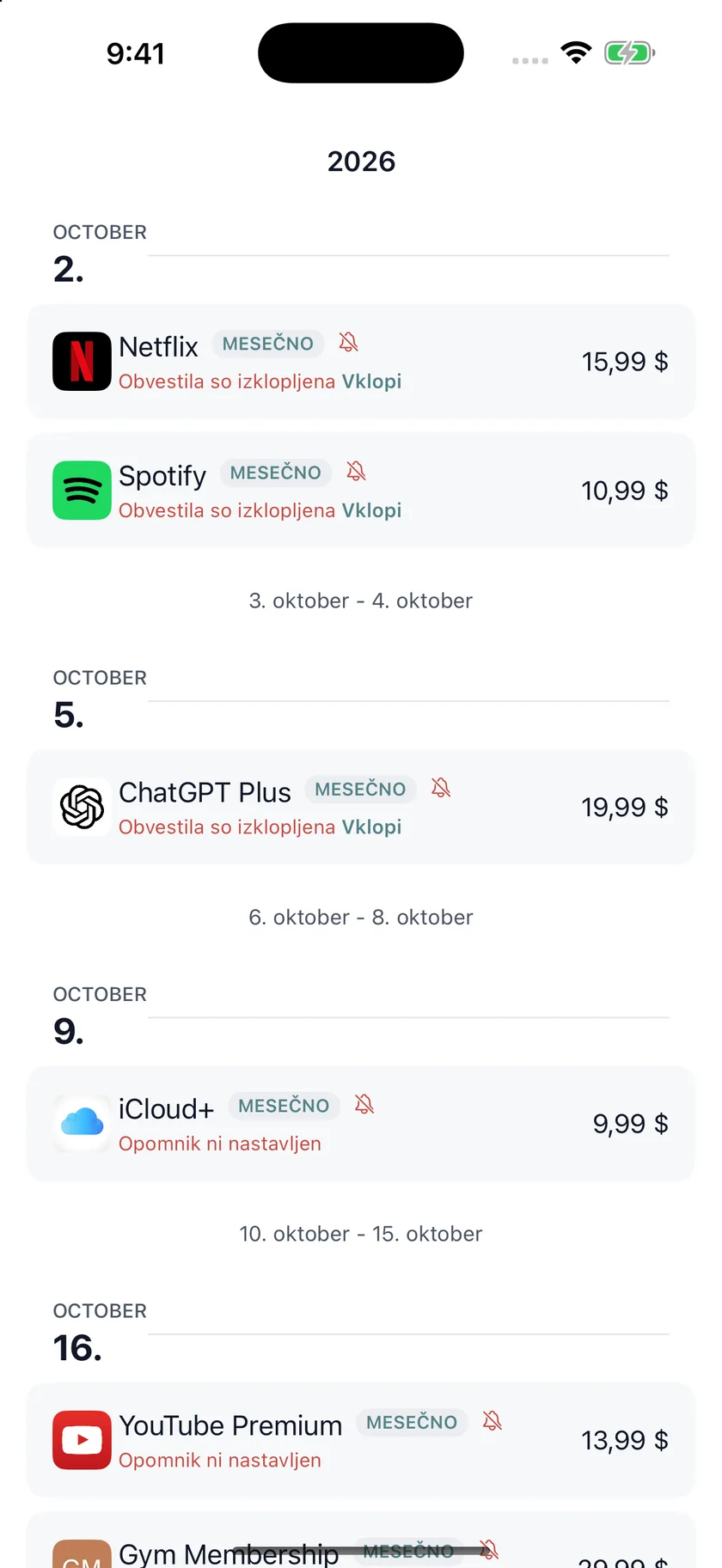 MyRenewals — Koledar podaljšanj (sl)