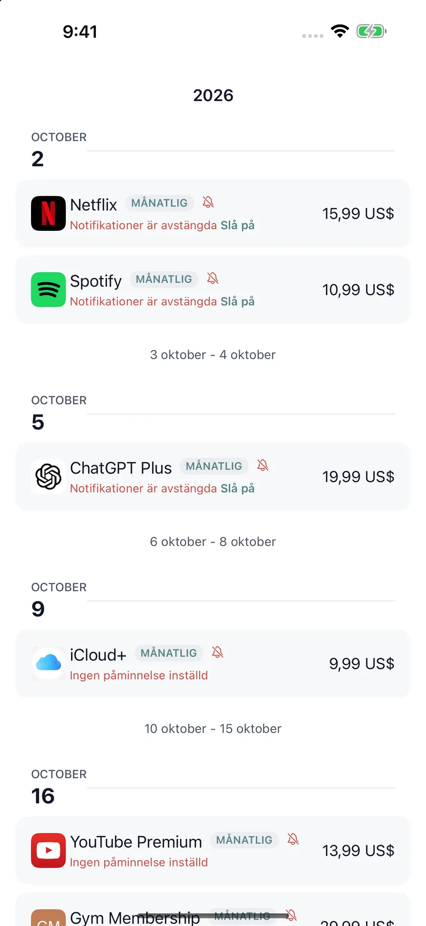 MyRenewals — Förnyelsekalender (sv)