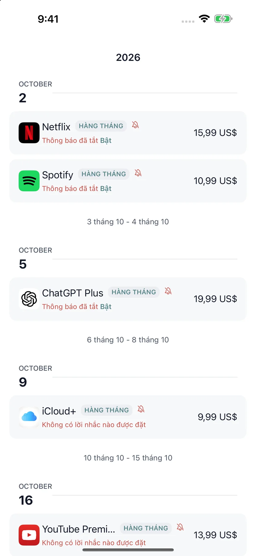 MyRenewals — Lịch gia hạn (vi)