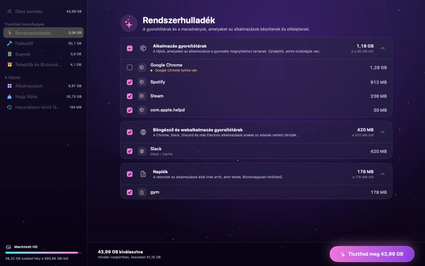 Poof — Rendszerszintű felesleges fájlok (hu)