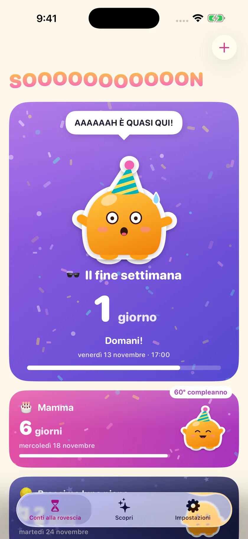 Soooon — I tuoi conti alla rovescia (it)