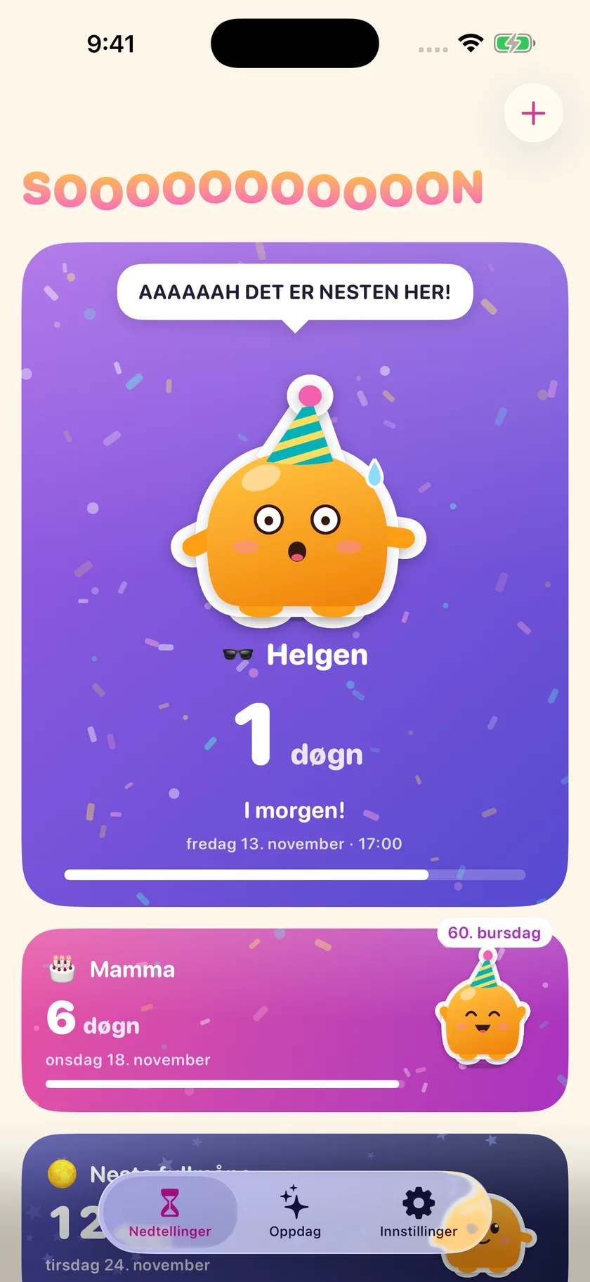 Soooon — Dine nedtellinger (nb)
