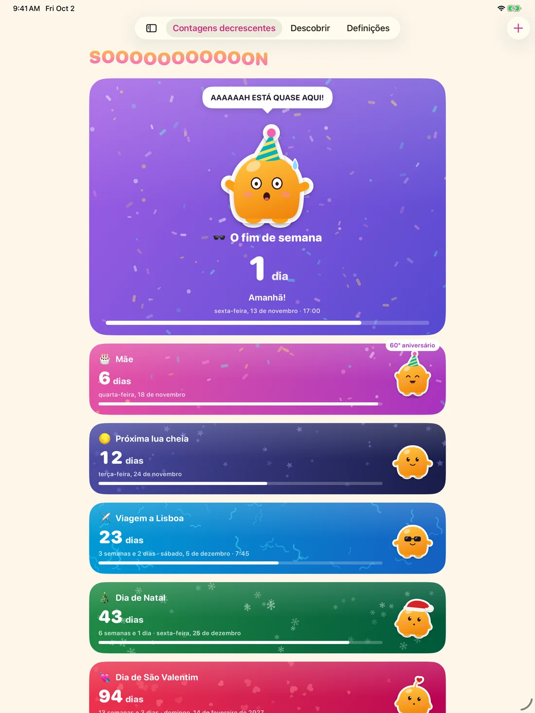 Soooon on iPad — pt-PT