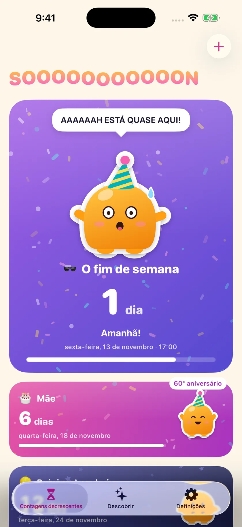 Soooon — As suas contagens regressivas (pt-PT)