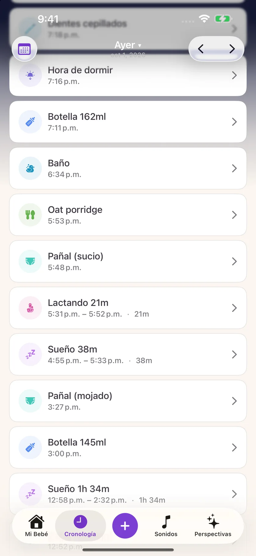 Zuzu — Horarios de sueño y vigilia (es-US)