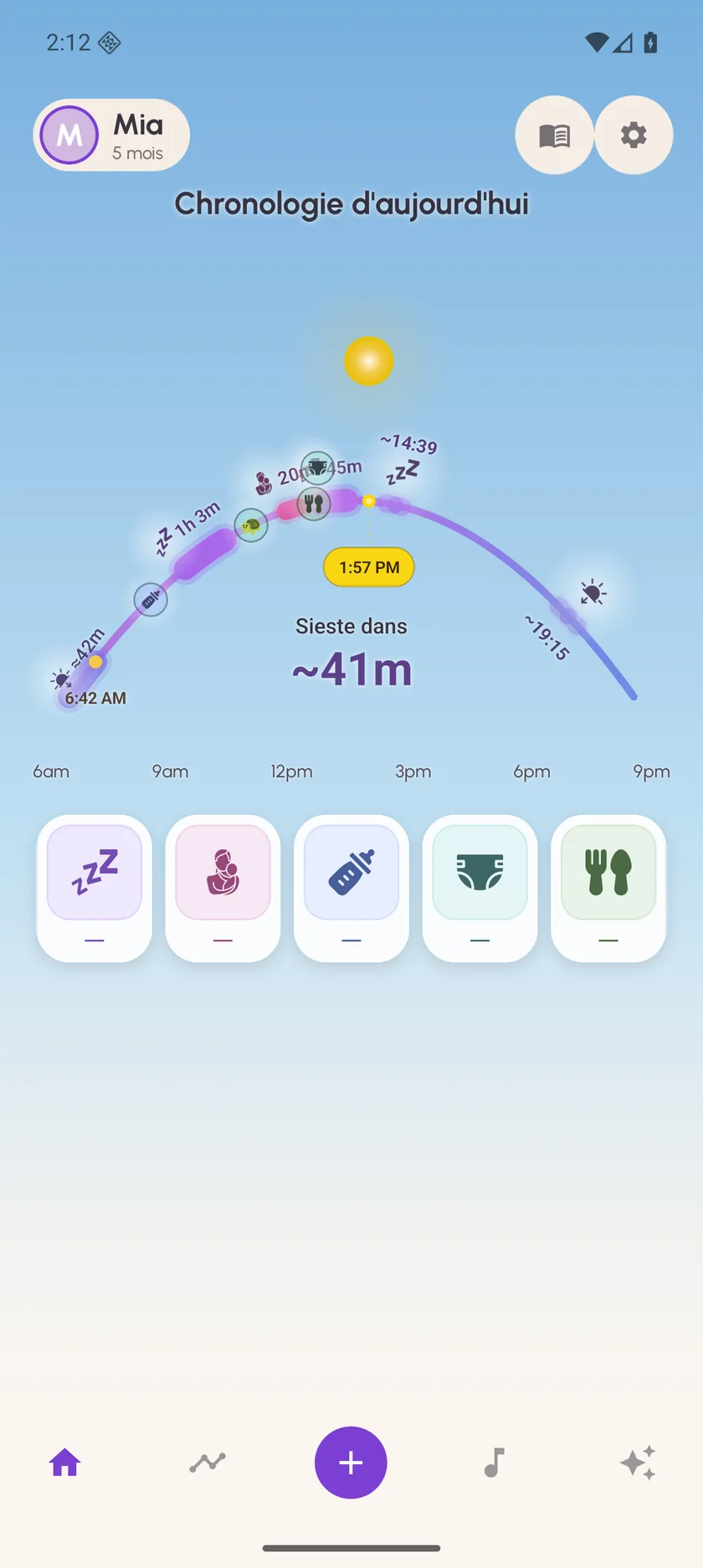 Zuzu — Horaires de sommeil et d'éveil · Android (fr)