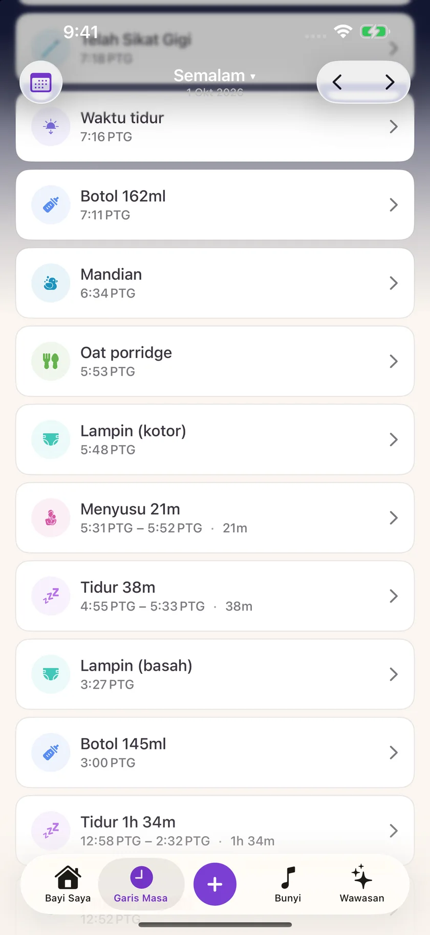 Zuzu — Jadual tidur dan bangun (ms)