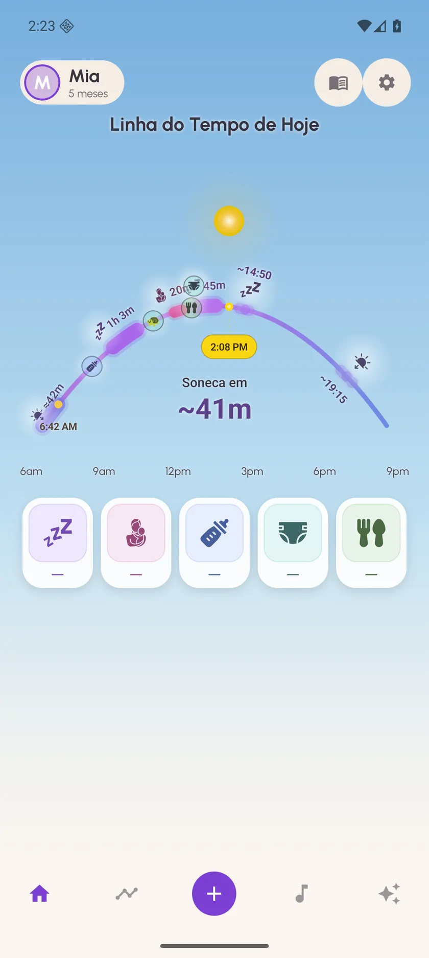 Zuzu — Horários de sono e vigília · Android (pt-BR)