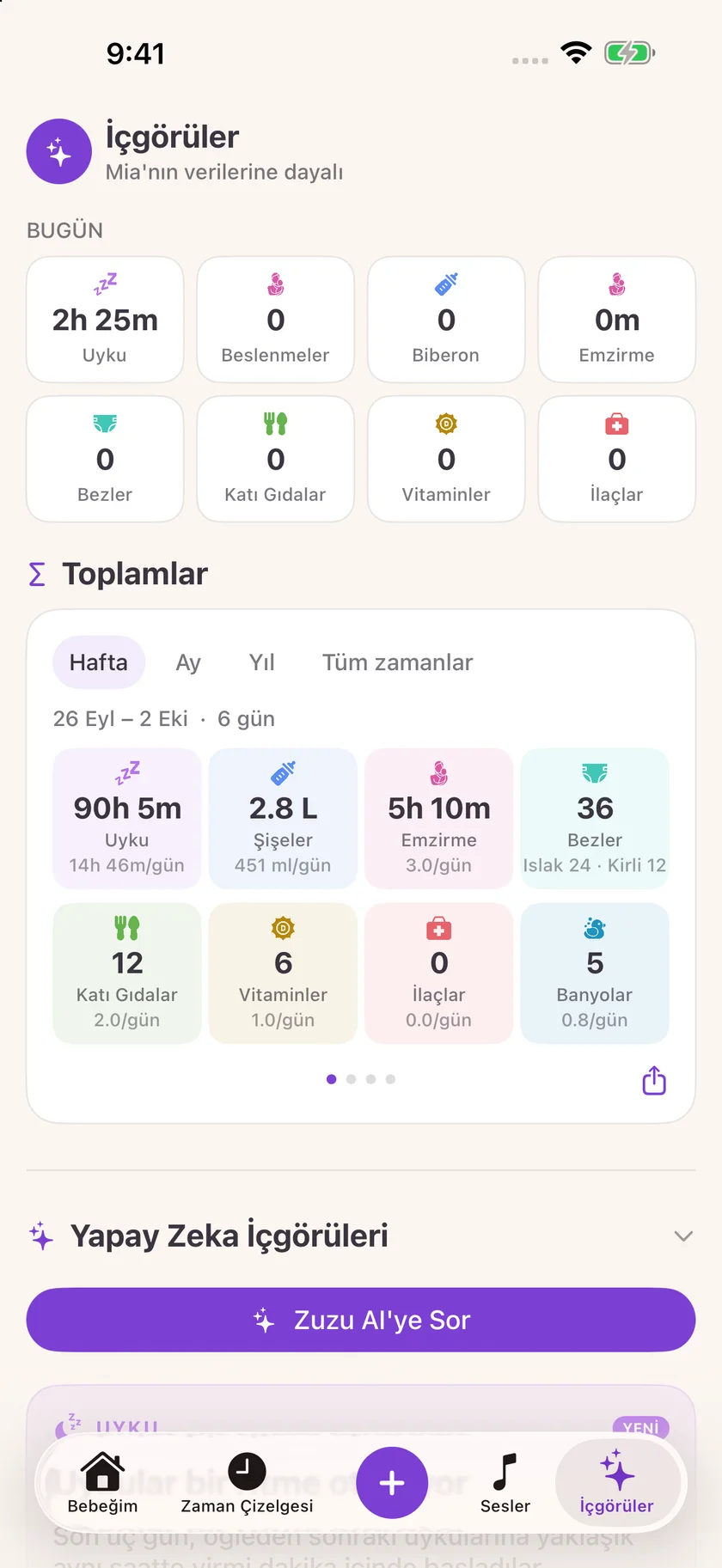 Zuzu — Bebek bakımıyla ilgili içgörüler (tr)