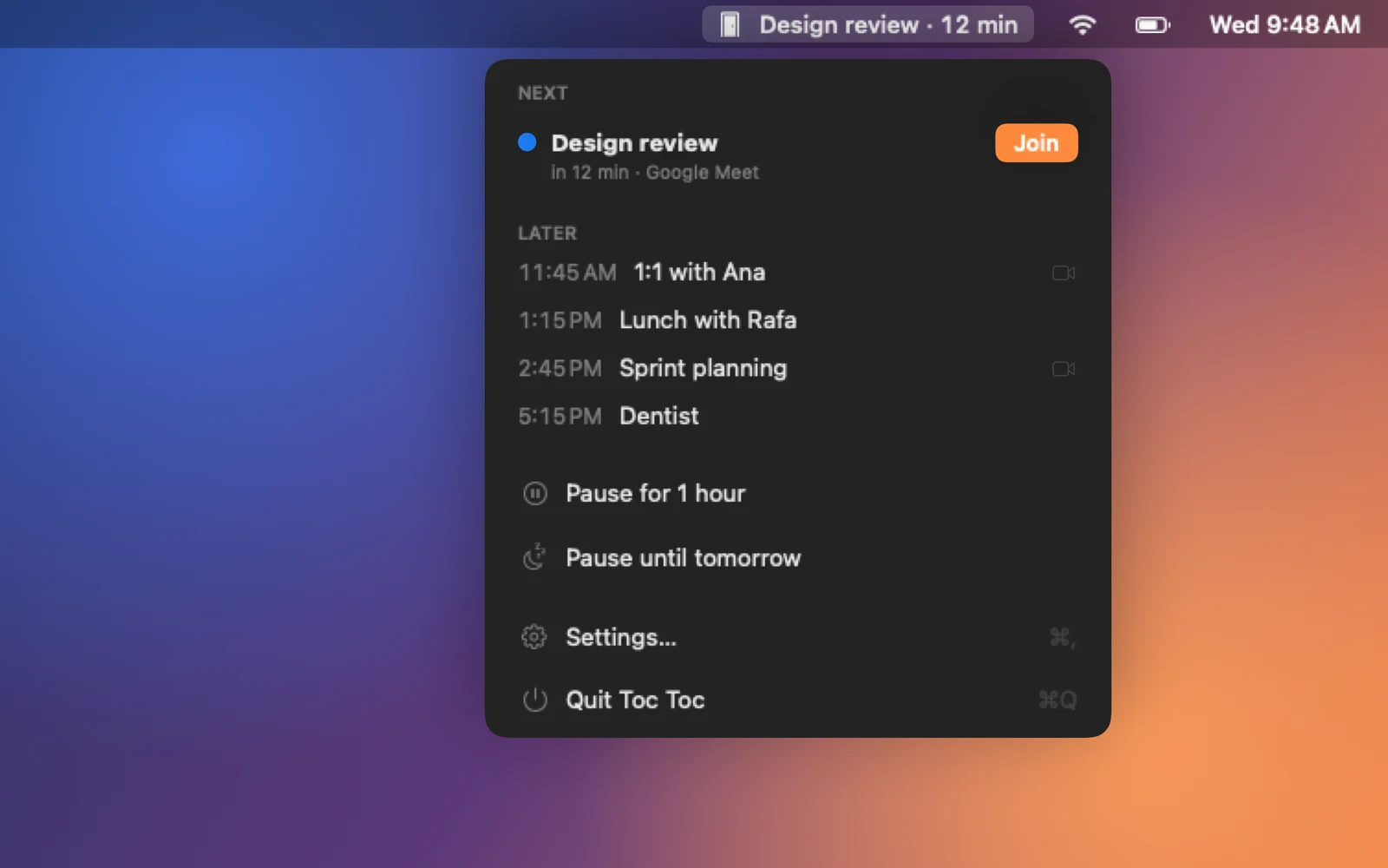 Toc Toc — Visible calendar support (English native capture)