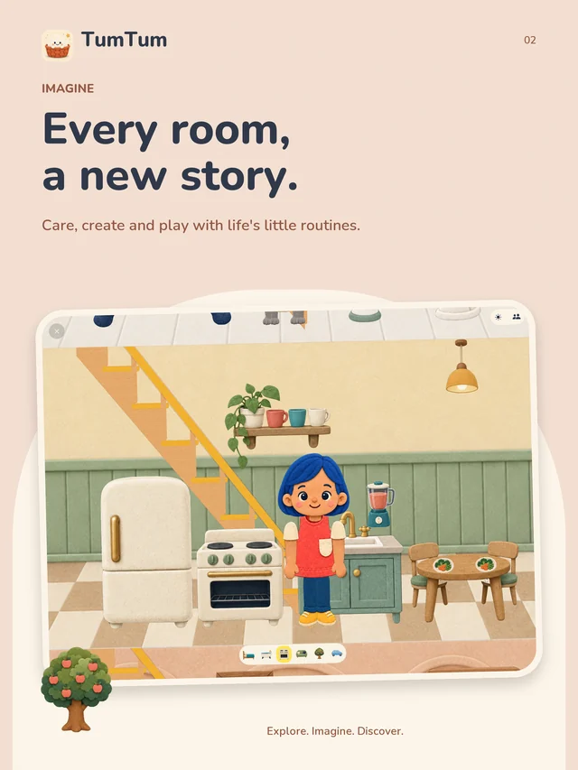 TumTum. Every room, a new story. Care, create and play with life's little routines.