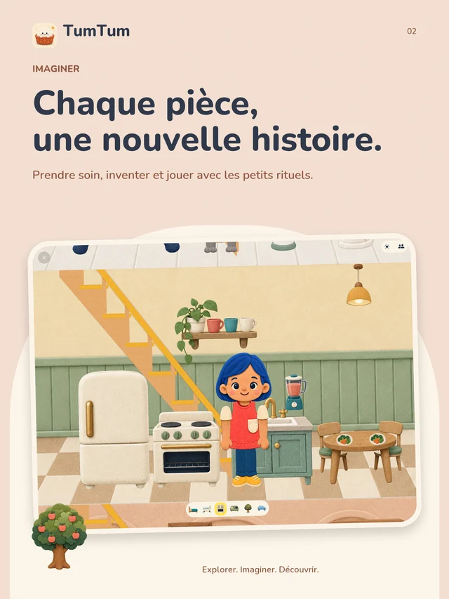 TumTum. Chaque pièce, une nouvelle histoire. Prendre soin, inventer et jouer avec les petits rituels.