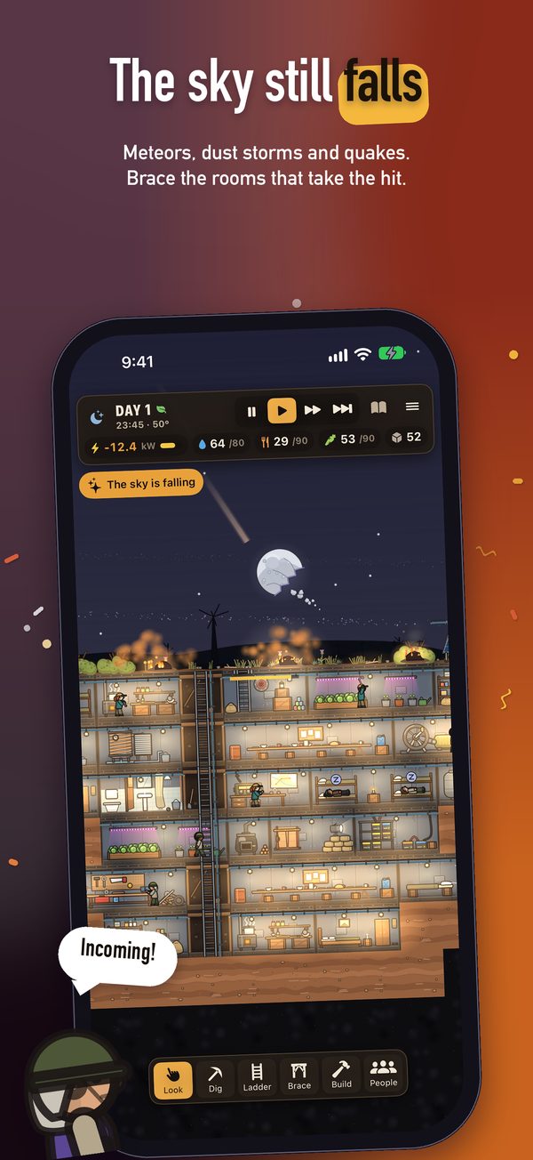 Meteors falling on the shelter